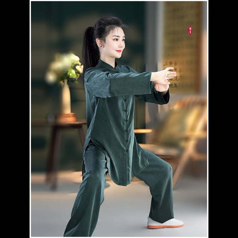 Тай Чи унисекс костюм за възрастни — къс ръкав тренировъчен костюм, полиестер със спандекс