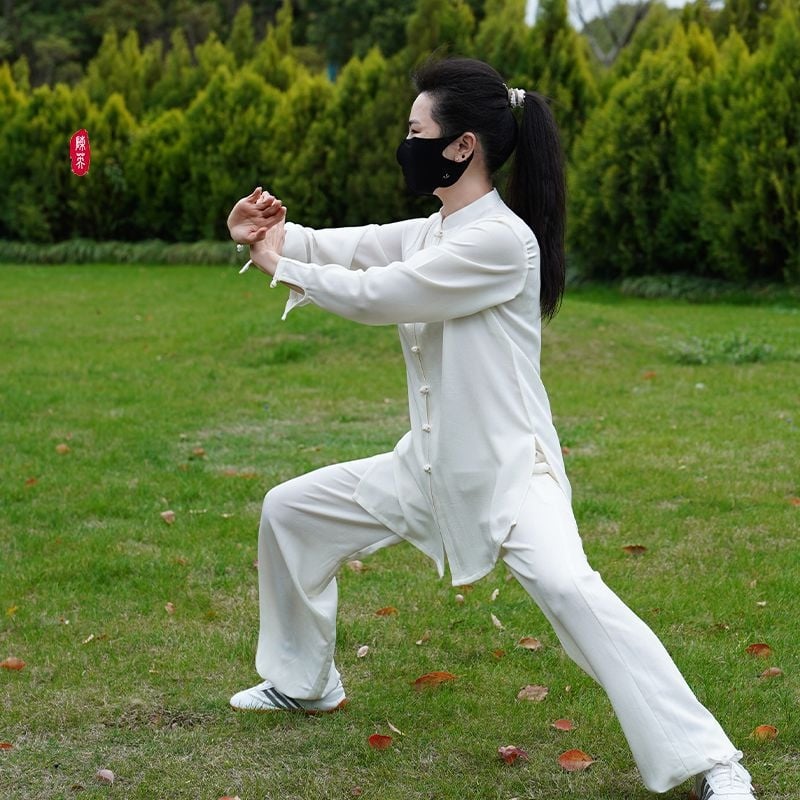 Тай Чи унисекс костюм за възрастни — къс ръкав тренировъчен костюм, полиестер със спандекс