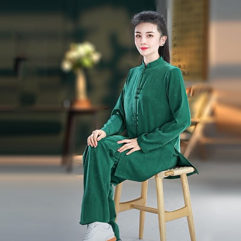 Тай Чи унисекс костюм за възрастни — къс ръкав тренировъчен костюм, полиестер със спандекс