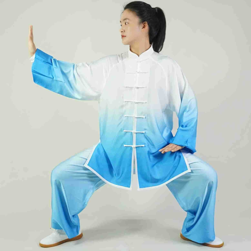 Tai Chi tréningový overal, unisex pre dospelých, jednofarebný vzor, 100% polyester, podšívka z mliekového hodvábu