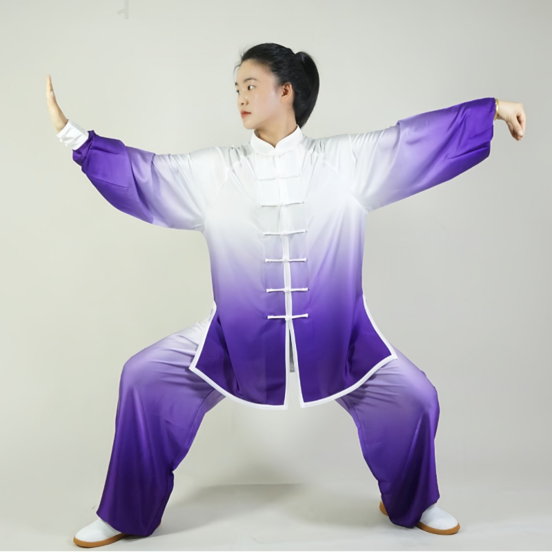Tai Chi tréningový overal, unisex pre dospelých, jednofarebný vzor, 100% polyester, podšívka z mliekového hodvábu