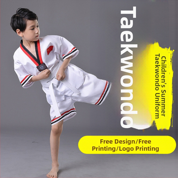 Taekwondo treniņu apģērbs, ķīmisko šķiedru maisījums ar 30% poliesteri, oderējums no kokvilnas 80%, izmēru tolerances 1–2 cm