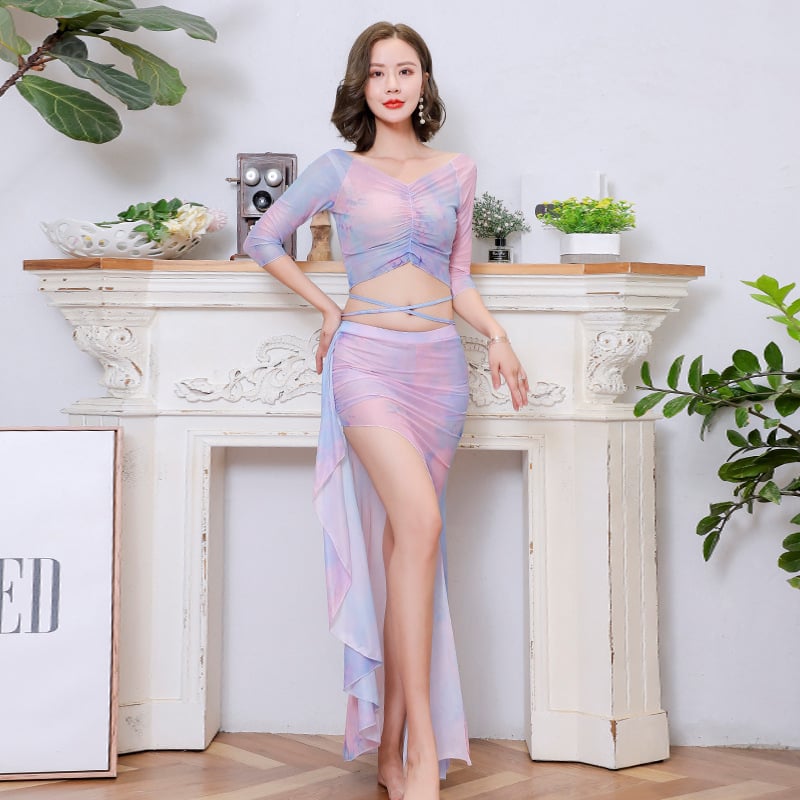 Has-tánc virágos hálós készlet — virágos mintázat, koreai ezüstszálas háló, spandex keverék, tavasz 2022, nőknek