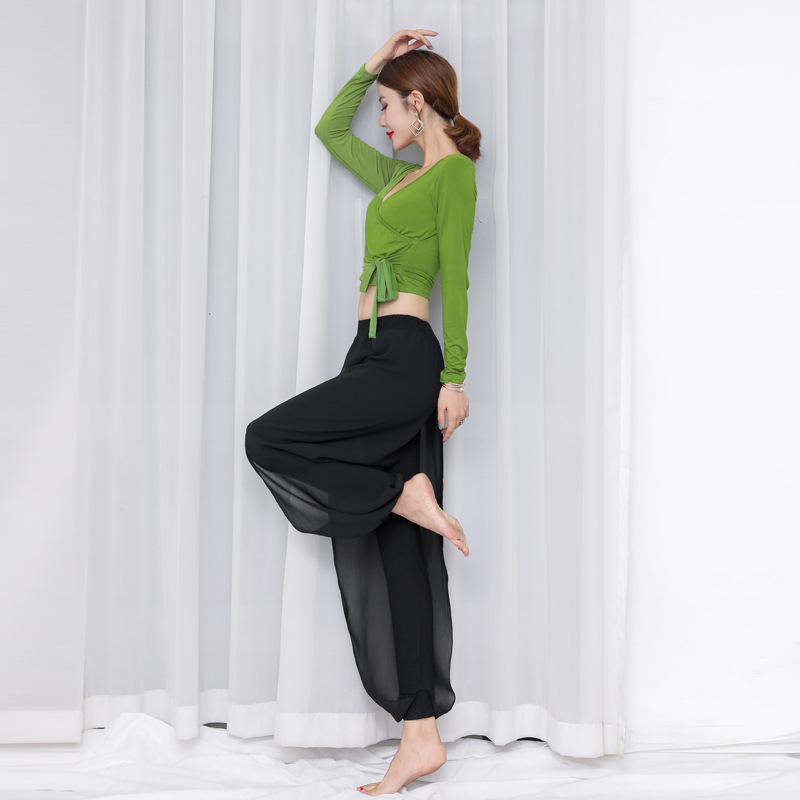 Női hosszú ujjú hastánc ruha — modal-pamut keverék hálópaneles kialakítás, 2023 tavasz kollekció