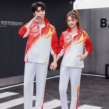 Sporta komplekts ar apdrukas rakstu, garas piedurknes, stāvoša apkakle, 80% poliester