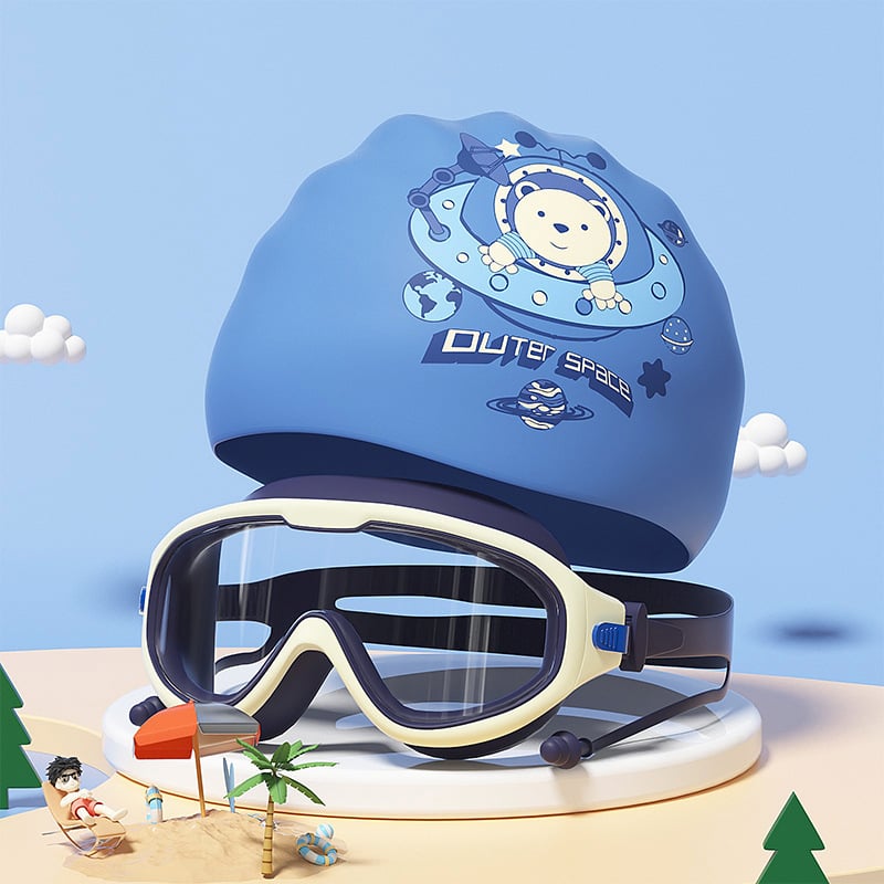 Vaikų silikoninė plaukimo kepurėlė su spauda, vandeniui atspari, plaukimo