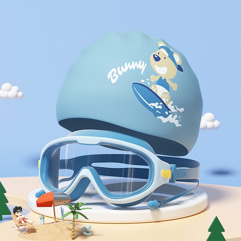 Vaikų silikoninė plaukimo kepurėlė su spauda, vandeniui atspari, plaukimo