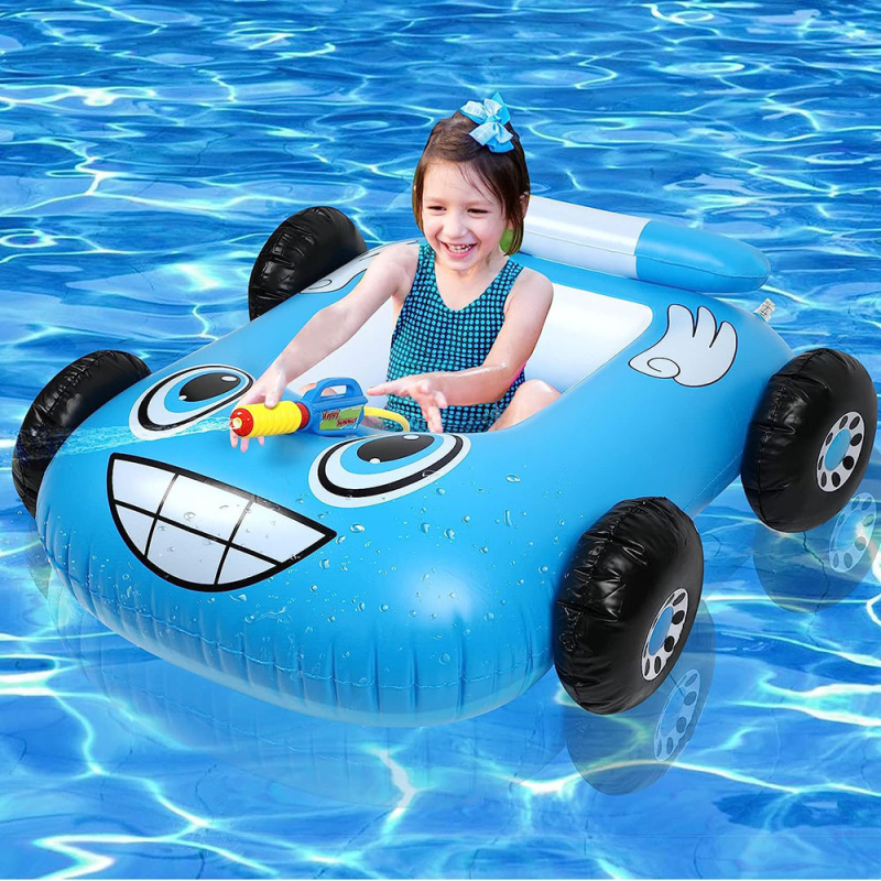 Dječji napuhavajući prsten za plivanje s vodnim pištolom, dizajn sportskog automobila, karikatura uzorak, PVC 0.23 mm