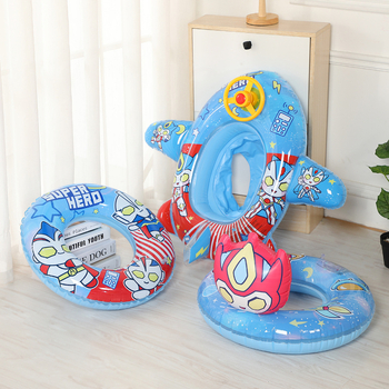 Vaikų plaukimo žiedas su animacijos motyvu, storesnis pripučiamas gelbėjimosi žiedas, pažastinis dizainas, PVC