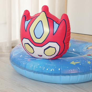 Vaikų plaukimo žiedas su animacijos motyvu, storesnis pripučiamas gelbėjimosi žiedas, pažastinis dizainas, PVC