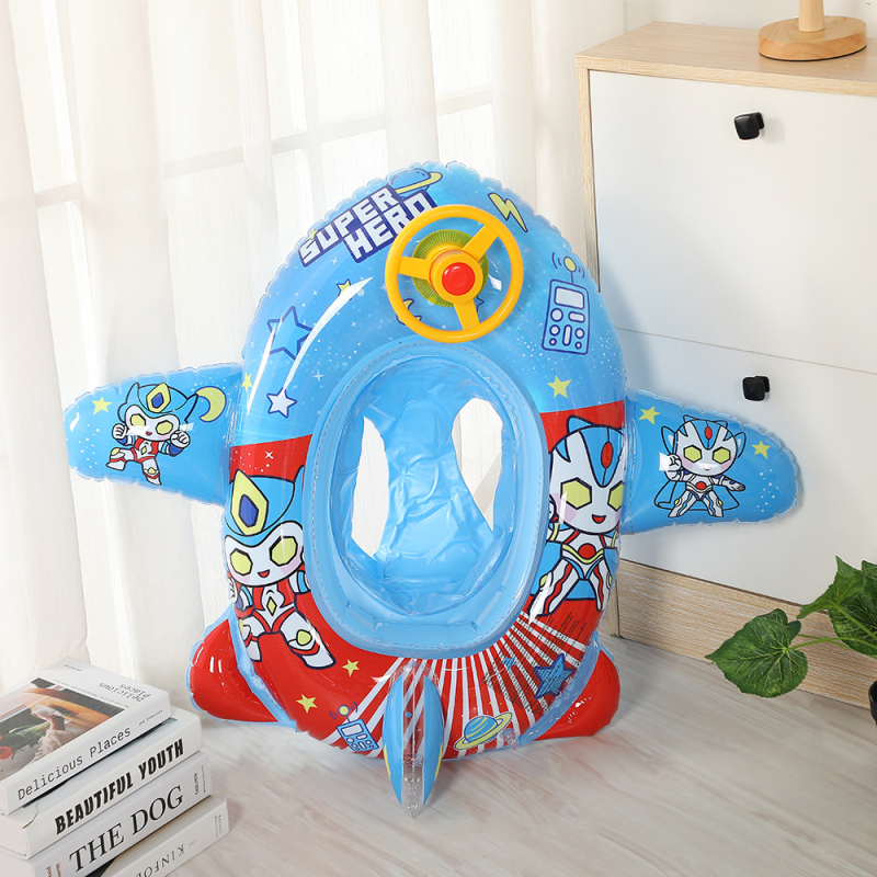 Vaikų plaukimo žiedas su animacijos motyvu, storesnis pripučiamas gelbėjimosi žiedas, pažastinis dizainas, PVC