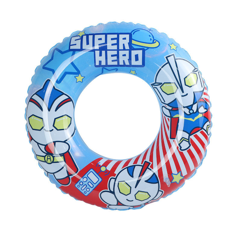 Vaikų plaukimo žiedas su animacijos motyvu, storesnis pripučiamas gelbėjimosi žiedas, pažastinis dizainas, PVC