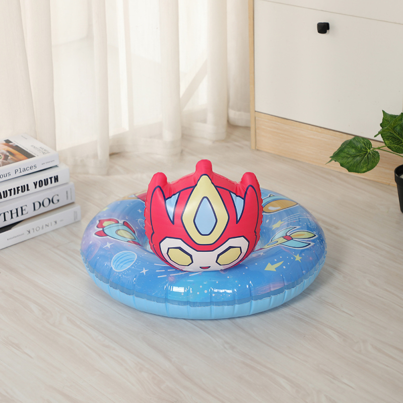 Vaikų plaukimo žiedas su animacijos motyvu, storesnis pripučiamas gelbėjimosi žiedas, pažastinis dizainas, PVC