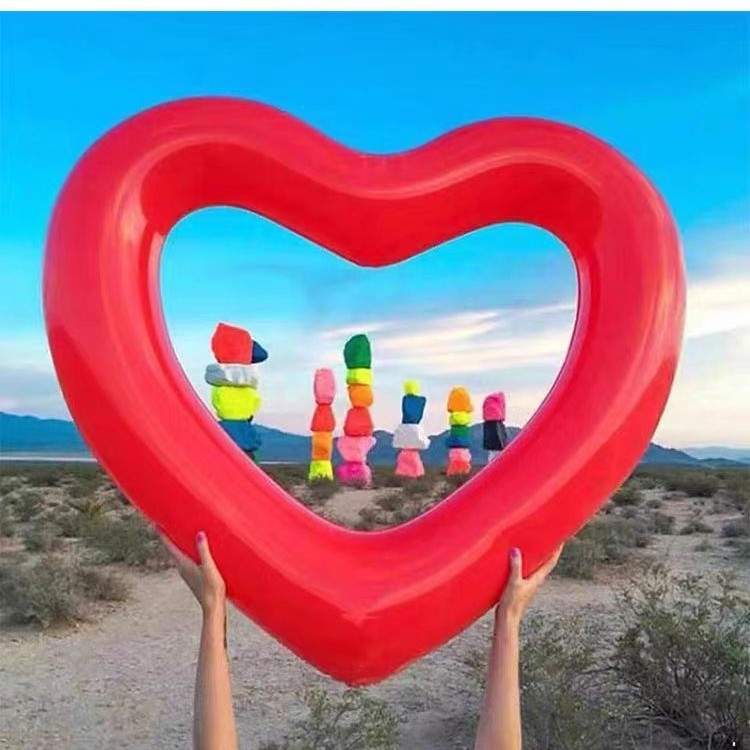 Širdies formos plaukimo žiedas iš PVC, ekologiška medžiaga, storis 0,2 mm, skirtas suaugusiems