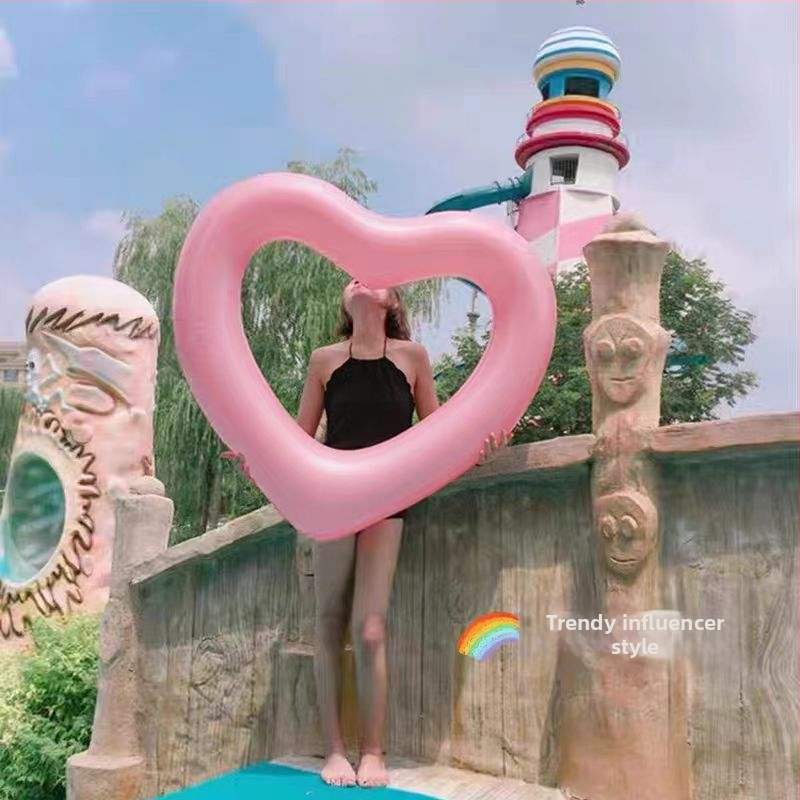 Širdies formos plaukimo žiedas iš PVC, ekologiška medžiaga, storis 0,2 mm, skirtas suaugusiems