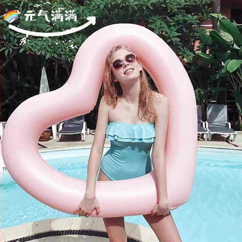 Širdies formos plaukimo žiedas iš PVC, ekologiška medžiaga, storis 0,2 mm, skirtas suaugusiems