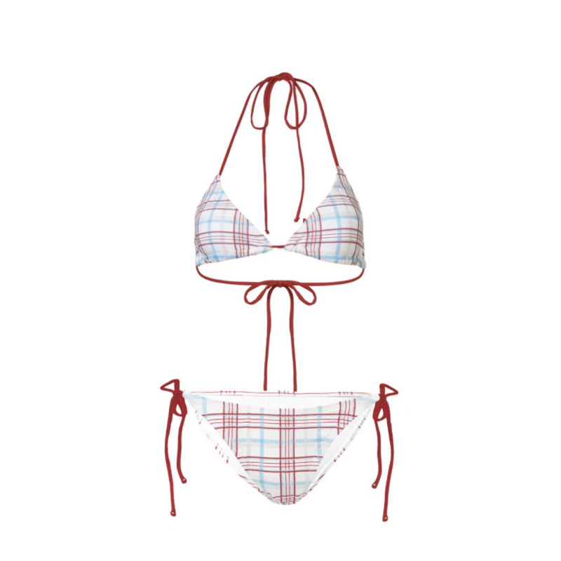 Dvodijelni bikini s kariranim uzorkom, japanskog stila, seksi, retro za plažu