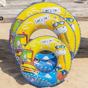 Vaikų plaukimo žiedas su karikatūrų raštu, ekologiškas PVC, prekės kodas Q2033