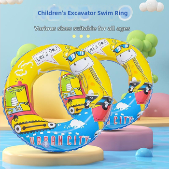 Vaikų plaukimo žiedas su karikatūrų raštu, ekologiškas PVC, prekės kodas Q2033