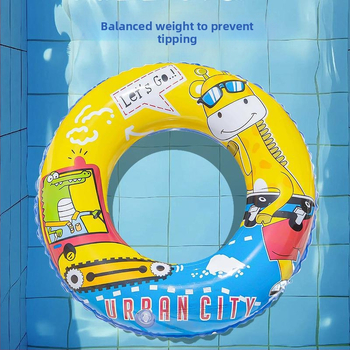 Vaikų plaukimo žiedas su karikatūrų raštu, ekologiškas PVC, prekės kodas Q2033