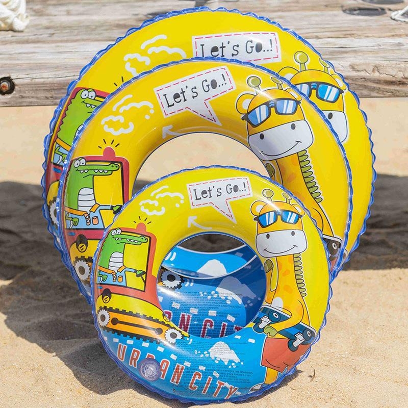 Vaikų plaukimo žiedas su karikatūrų raštu, ekologiškas PVC, prekės kodas Q2033