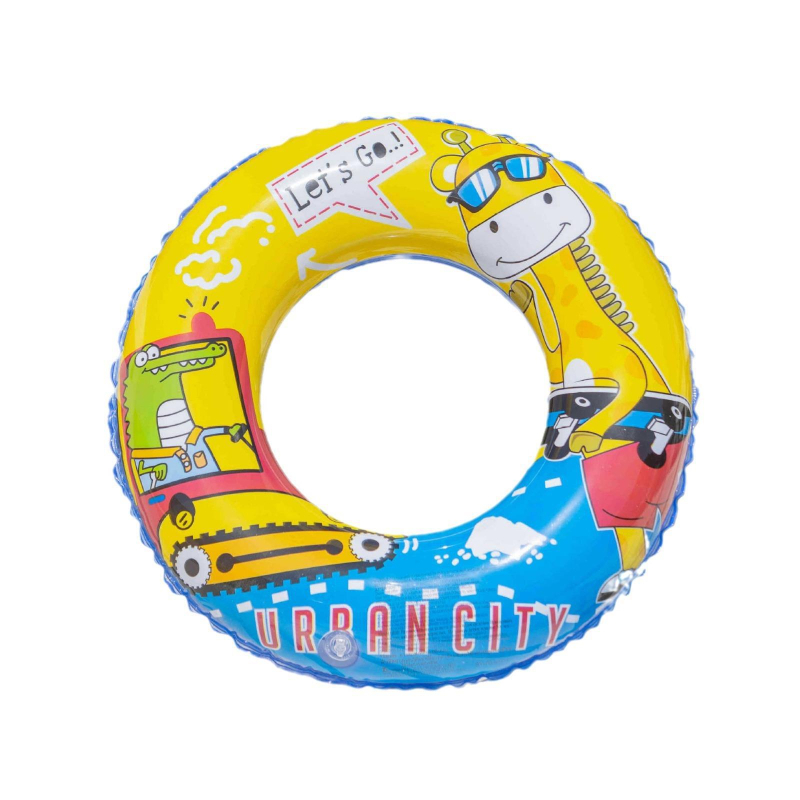 Vaikų plaukimo žiedas su karikatūrų raštu, ekologiškas PVC, prekės kodas Q2033