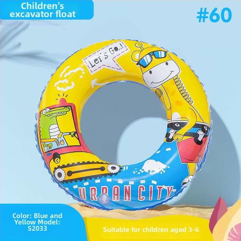 Vaikų plaukimo žiedas su karikatūrų raštu, ekologiškas PVC, prekės kodas Q2033