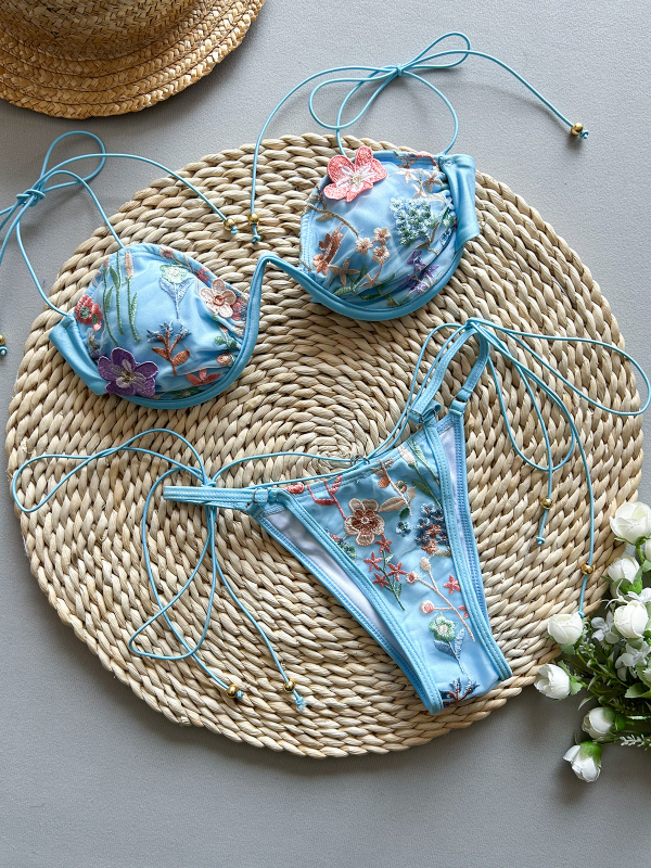 Išareni dvodijelni bikini s underwireom i jastučićem za grudi, najlon 80% s podstavom 20% spandexa, seksi, tijesni kroj