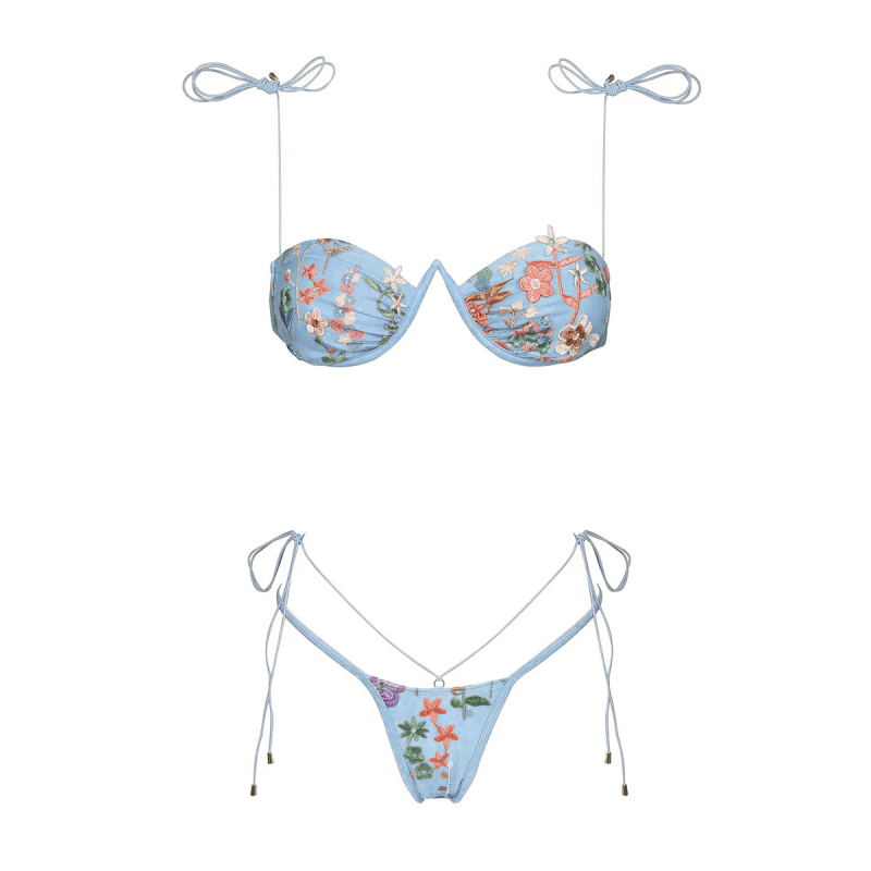 Išareni dvodijelni bikini s underwireom i jastučićem za grudi, najlon 80% s podstavom 20% spandexa, seksi, tijesni kroj