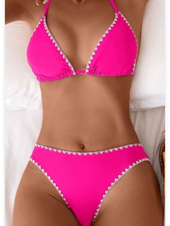 Ženski bikini set s halter vratom, trokutasti gornji dio, otvoren leđa, gradijentni uzorak, punjene kupaće, najlon/spandeks