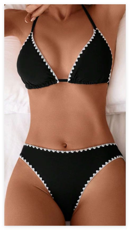 Ženski bikini set s halter vratom, trokutasti gornji dio, otvoren leđa, gradijentni uzorak, punjene kupaće, najlon/spandeks