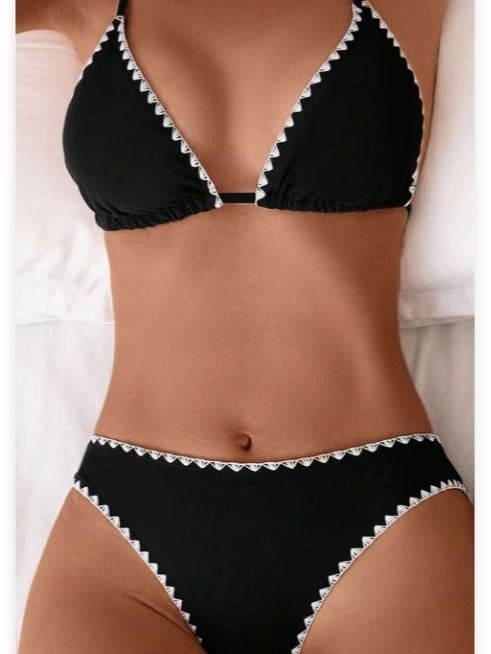 Ženski bikini set s halter vratom, trokutasti gornji dio, otvoren leđa, gradijentni uzorak, punjene kupaće, najlon/spandeks