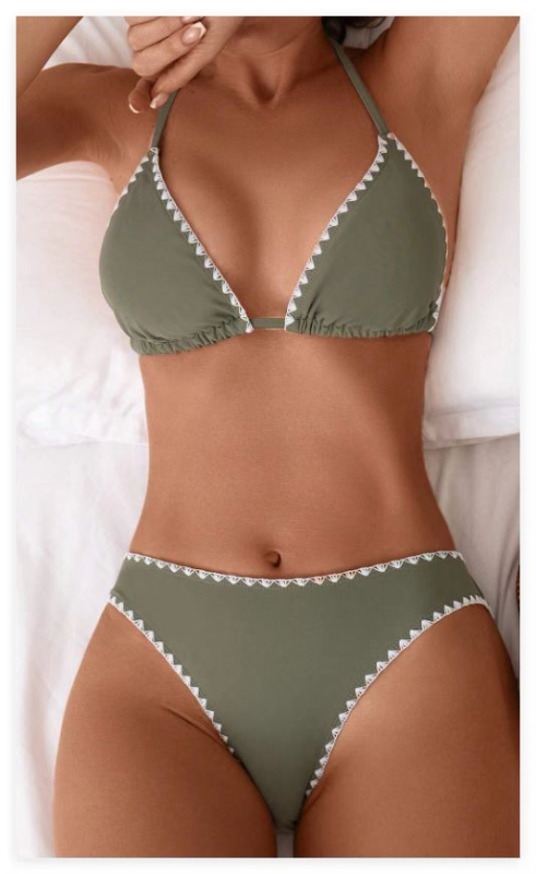 Ženski bikini set s halter vratom, trokutasti gornji dio, otvoren leđa, gradijentni uzorak, punjene kupaće, najlon/spandeks