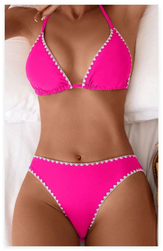 Ženski bikini set s halter vratom, trokutasti gornji dio, otvoren leđa, gradijentni uzorak, punjene kupaće, najlon/spandeks