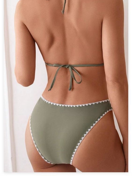 Ženski bikini set s halter vratom, trokutasti gornji dio, otvoren leđa, gradijentni uzorak, punjene kupaće, najlon/spandeks