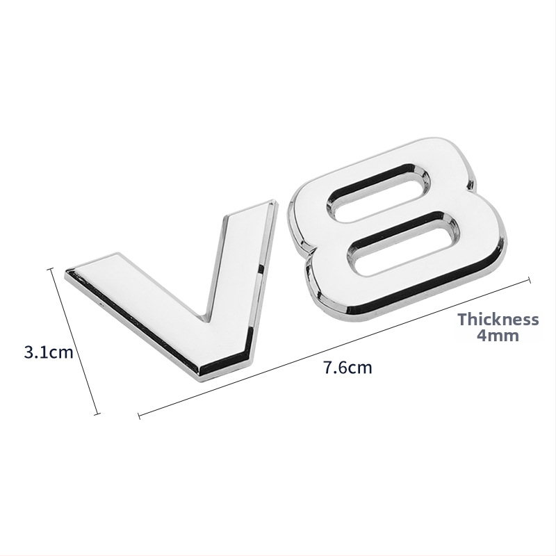 4x4 zadný štítok, 3D nálepka karosérie, s lepidlom, univerzálny model, vzor V6V8
