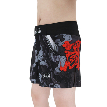 Vyriniai koviniai šortai MMA, Sanda ir bokso treniruotėms – 90% poliesterio audinys, pamušalas 90% poliesteris, chemiškai pluošto mišinys