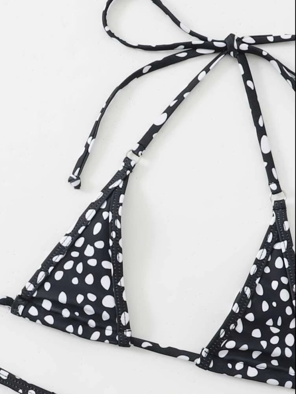 Printano sexy dvodijelno bikini s podstavljenim gornjim dijelom, uzorak retro wave dot, poliester tkanina s elastinskom podstavom