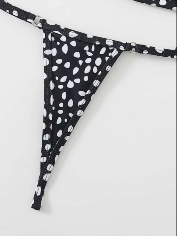 Printano sexy dvodijelno bikini s podstavljenim gornjim dijelom, uzorak retro wave dot, poliester tkanina s elastinskom podstavom