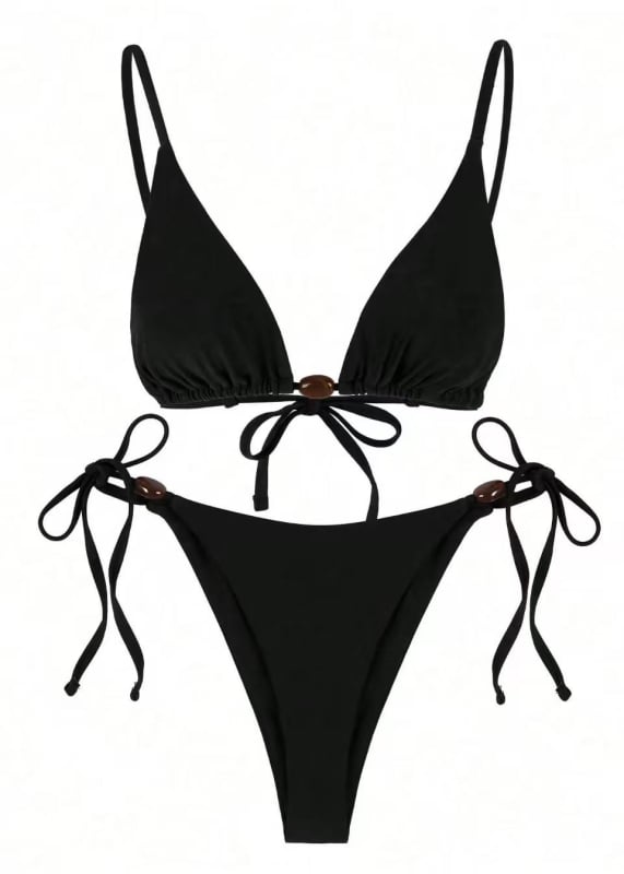Bikini pentru femei, bretele încrucișate, fără spate, uscare rapidă; poliester 82%, greutate 150 g