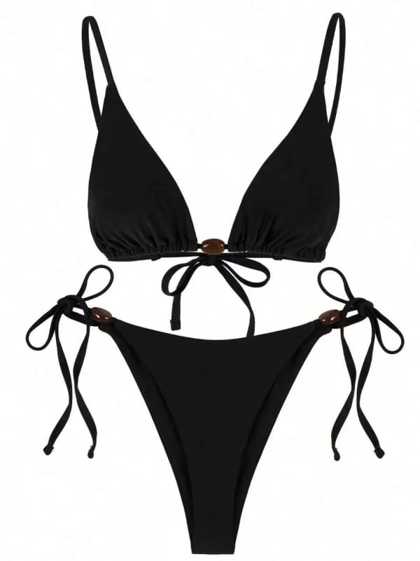 Bikini pentru femei, bretele încrucișate, fără spate, uscare rapidă; poliester 82%, greutate 150 g