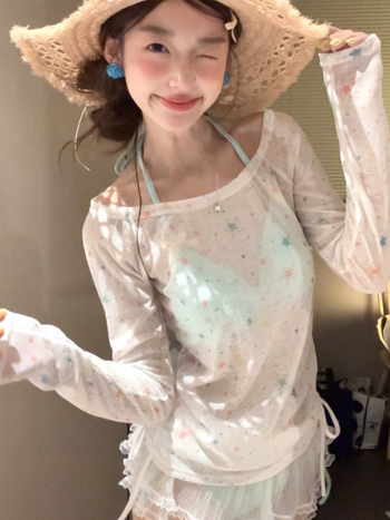 Cover-up feminin pentru protecție solară, ușor, fără mâneci, spate decupat, material nylon cu căptușeală poliester, elasticitate mare