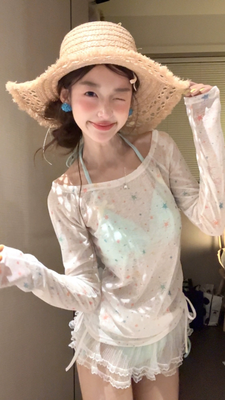 Cover-up feminin pentru protecție solară, ușor, fără mâneci, spate decupat, material nylon cu căptușeală poliester, elasticitate mare