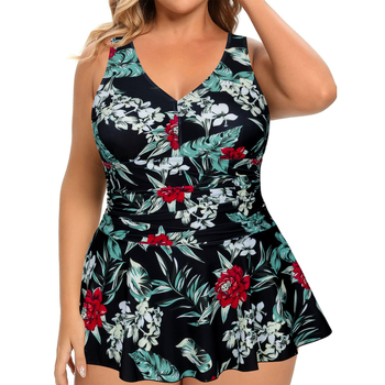 Tankini dvojdielne plavky s výplňou na prsiach, bez rukávov, tlač, štíhla silueta; hlavný materiál 82% polyester, podšívka 18% polyester