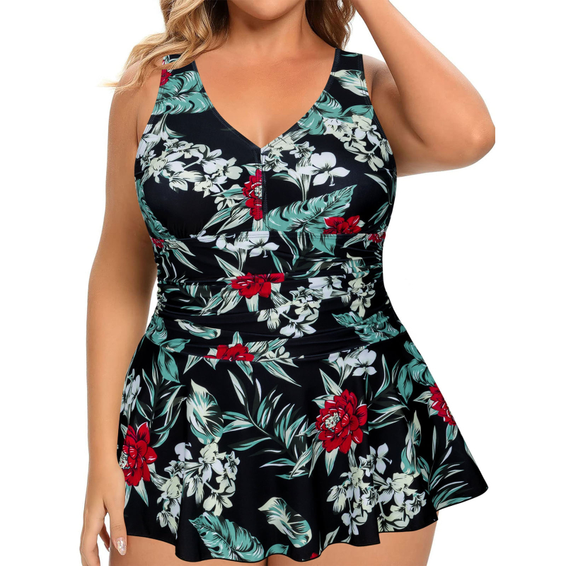 Tankini dvojdielne plavky s výplňou na prsiach, bez rukávov, tlač, štíhla silueta; hlavný materiál 82% polyester, podšívka 18% polyester