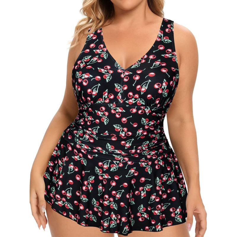 Tankini dvojdielne plavky s výplňou na prsiach, bez rukávov, tlač, štíhla silueta; hlavný materiál 82% polyester, podšívka 18% polyester