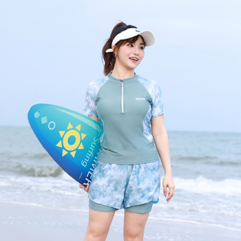 Costum de baie două piese pentru femei, acoperire conservatoare a abdomenului și bureți la bust, material Milk Silk (92% Spandex), 280 g, căptușeală poliester