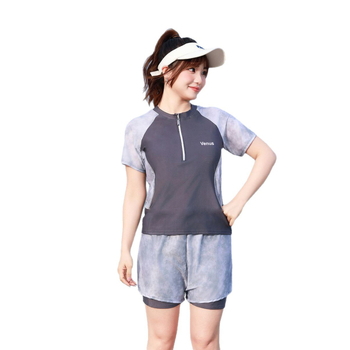 Costum de baie două piese pentru femei, acoperire conservatoare a abdomenului și bureți la bust, material Milk Silk (92% Spandex), 280 g, căptușeală poliester