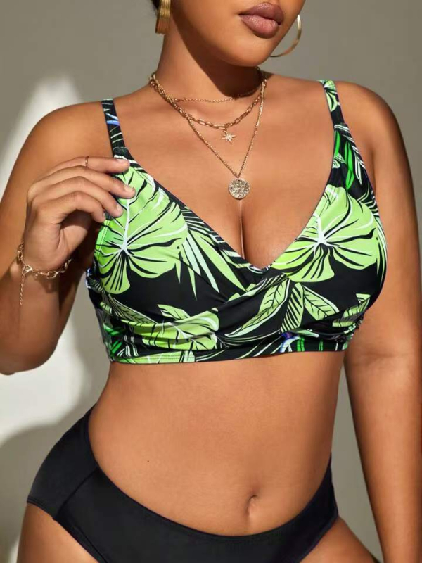 Costum de baie din două piese, cu spate gol, sutien cu burete, căptușeală din plasă, poliester
