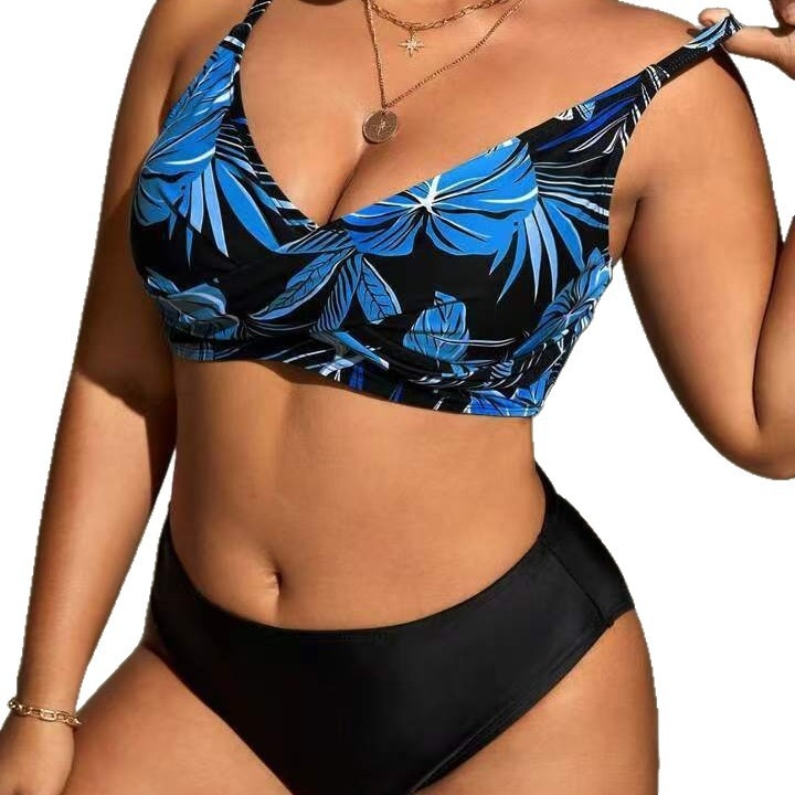 Costum de baie din două piese, cu spate gol, sutien cu burete, căptușeală din plasă, poliester